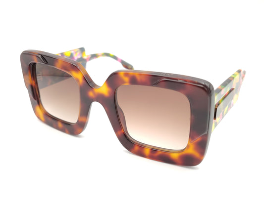gafas de sol paname donna c5 cuadradas carey con varillas multicolor y lentes degradadas marrones

