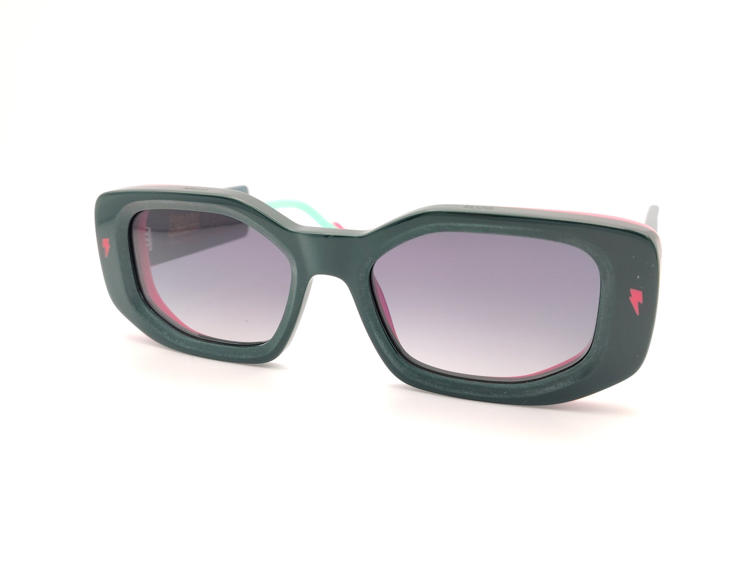 gafas de sol paname peach pit c5 verde oscuro rosa y aguamarina forma rectangular