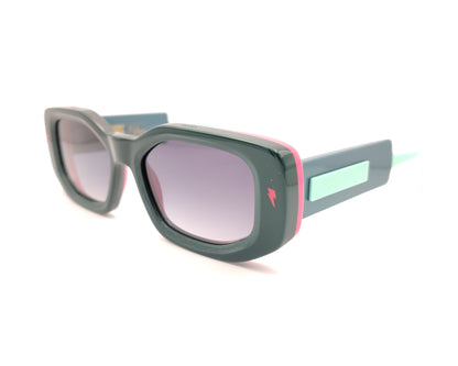 gafas de sol paname peach pit c5 verde oscuro rosa y aguamarina forma rectangular