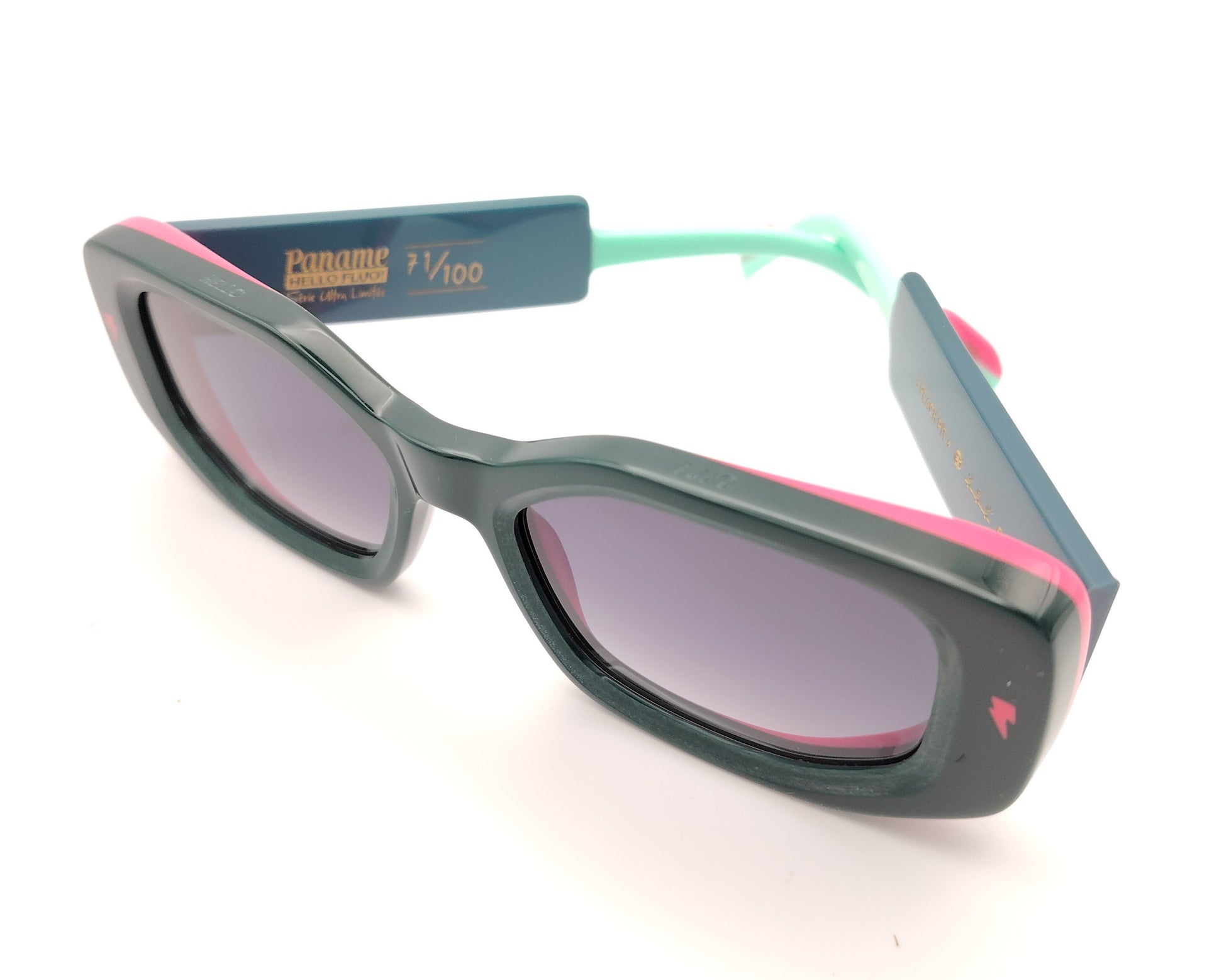 gafas de sol paname peach pit c5 verde oscuro rosa y aguamarina forma rectangular