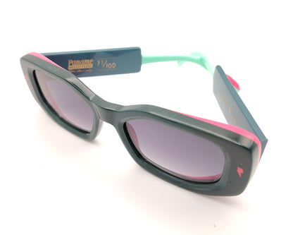 gafas de sol paname peach pit c5 verde oscuro rosa y aguamarina forma rectangular