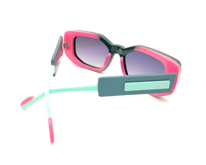 gafas de sol paname peach pit c5 verde oscuro rosa y aguamarina forma rectangular