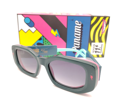 gafas de sol paname peach pit c5 verde oscuro rosa y aguamarina forma rectangular
