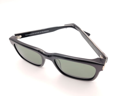 gafas de sol negras acetato forma rectangular lentes verdes polarizadas