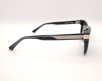 gafas de sol negras acetato forma rectangular lentes verdes polarizadas