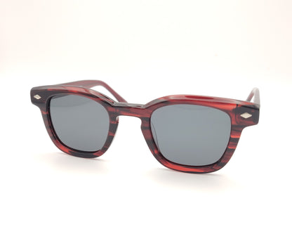 gafas de sol de acetato en negro y rojo jaspeado con lentes polarizadas para caras pequeñas