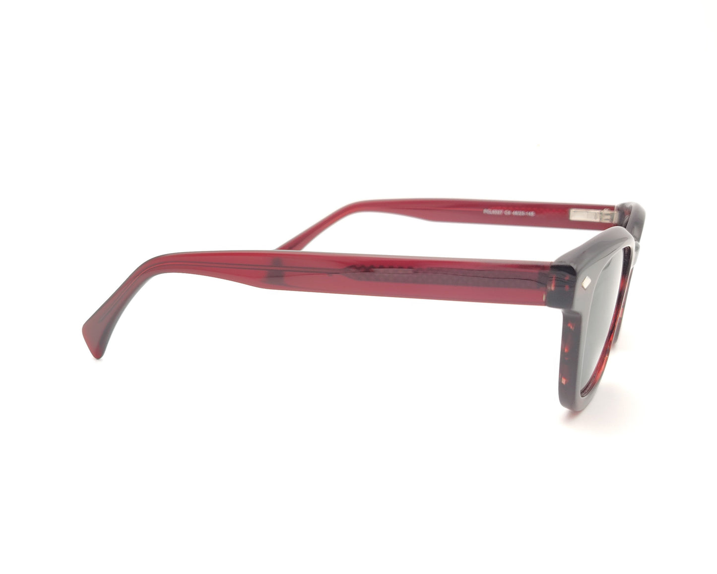 gafas de sol de acetato en negro y rojo jaspeado con lentes polarizadas para caras pequeñas