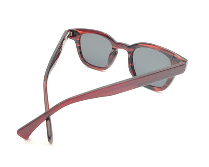 gafas de sol de acetato en negro y rojo jaspeado con lentes polarizadas para caras pequeñas