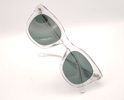 gafas de sol de acetato transparente con lentes verdes polarizadas