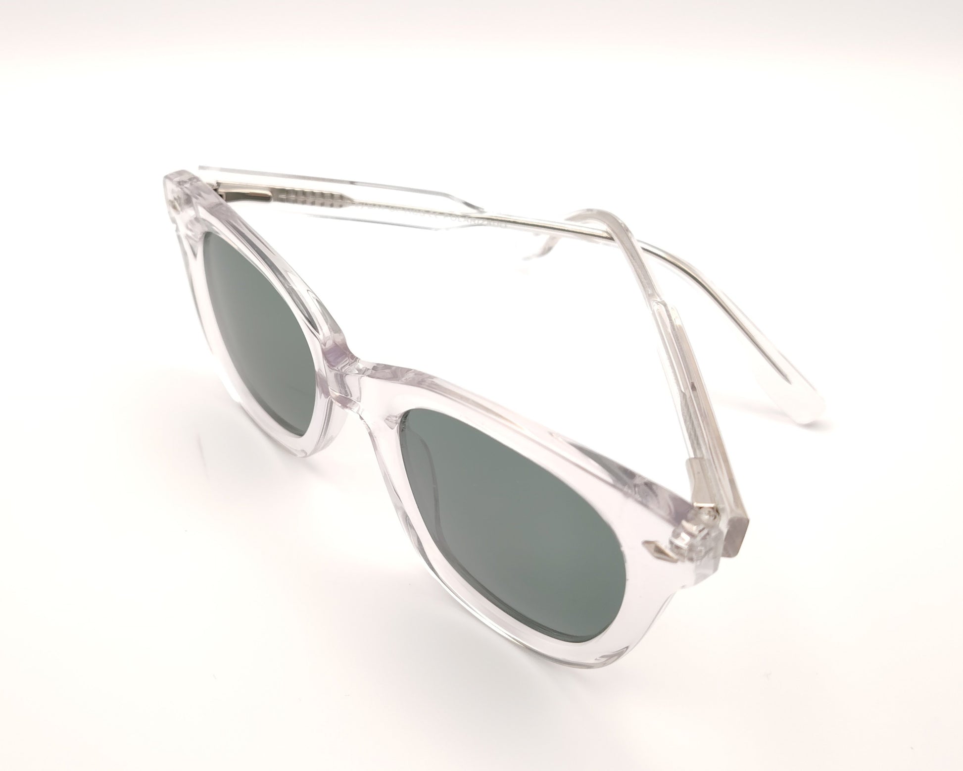 gafas de sol de acetato transparente con lentes verdes polarizadas