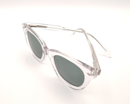 gafas de sol de acetato transparente con lentes verdes polarizadas