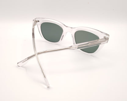gafas de sol de acetato transparente con lentes verdes polarizadas