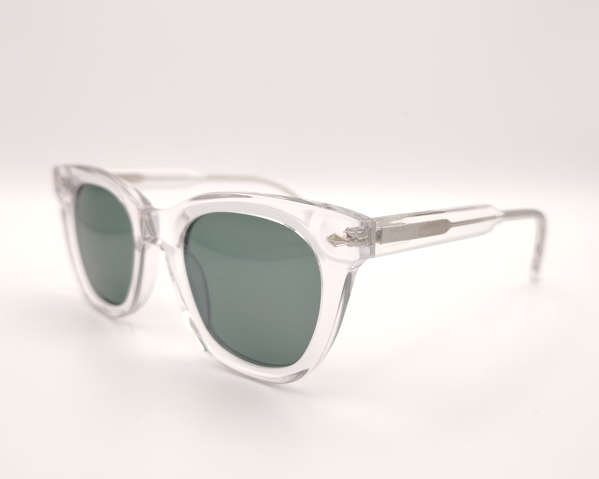 gafas de sol de acetato transparente con lentes verdes polarizadas