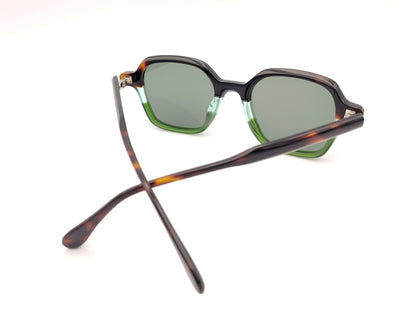 gafas de sol acetato negro carey y verde con lentes polarizadas forma suave