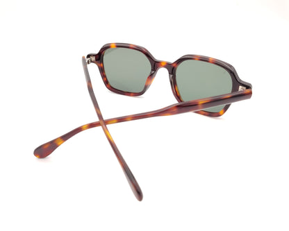 gafas de sol polarizadas de montura de acetato carey con lentes verdes 