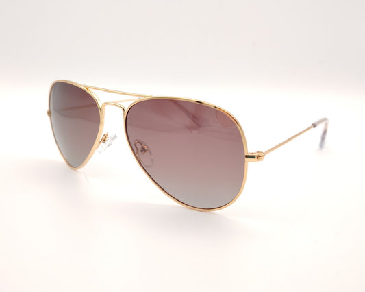 gafas de sol estilo aviador en metal dorado con lentes polarizadas marrón degradado