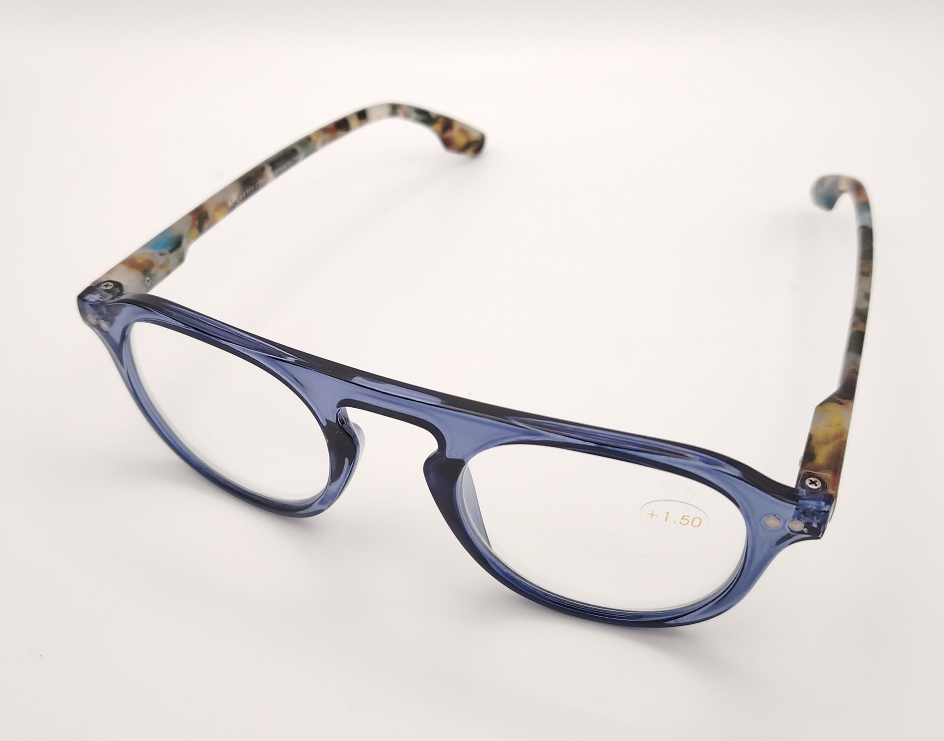 gafas premontadas con frontal lila translúcido y varillas de colores