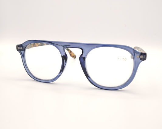 gafas premontadas con frontal lila translúcido y varillas de colores