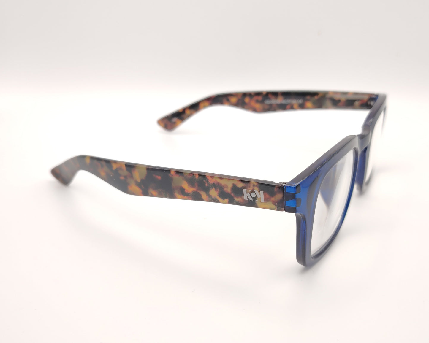 gafas premontadas para presbicia azul translúcido con varillas estampadas