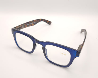 gafas premontadas para presbicia azul translúcido con varillas estampadas