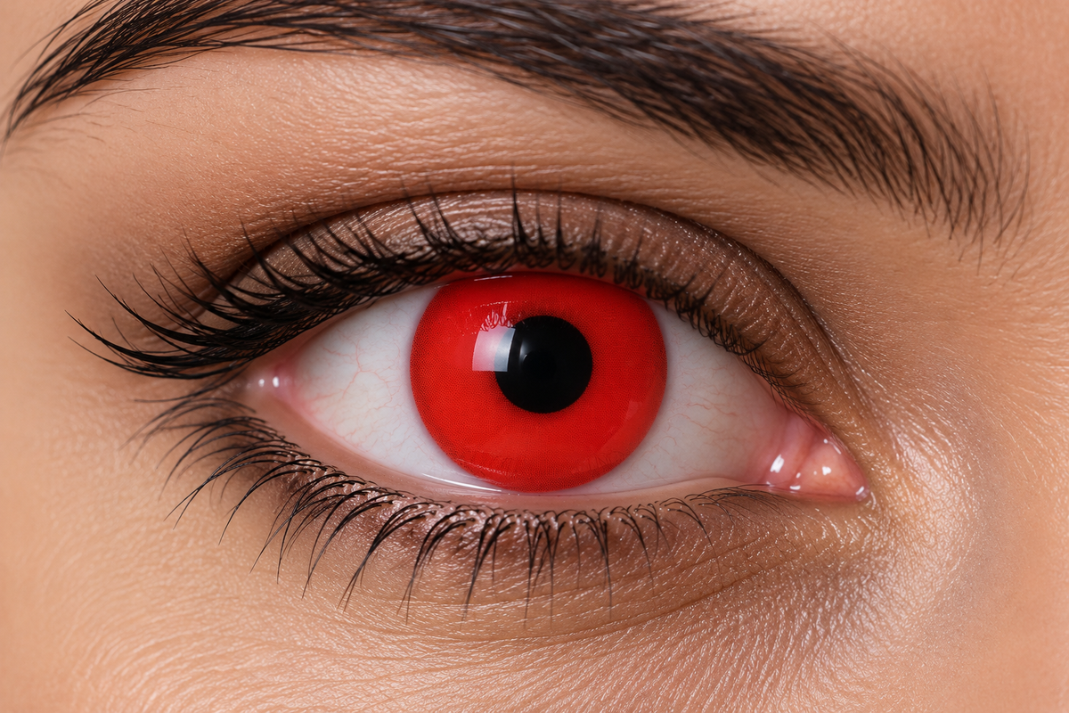 lentillas de fantasia para halloween de color rojo