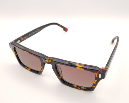 gafas de sol rectangulares de acetato con lentes oscuras polarizadas y montura robusta en color carey