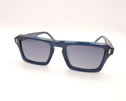 gafas de sol rectangulares de acetato con lentes oscuras polarizadas y montura robusta en color azul