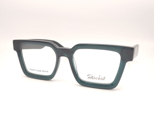 gafas cuadradas de acetato grueso en color verde oscuro 