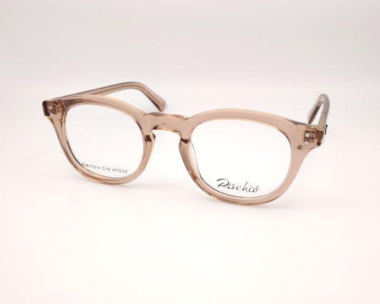 gafas rischio de acetato en forma redonda de color beige traslúcido