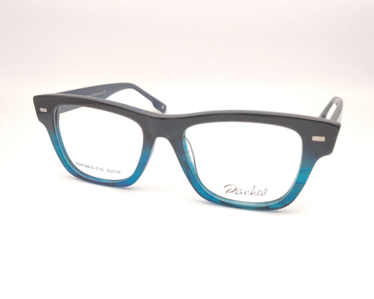 gafas de formato cuadrado en acetado bicolor negro y azul