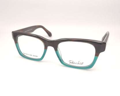 gafas rischio de acetato cuadradas en color marrón y turquesa