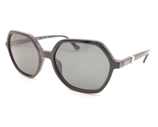 gafas de sol skechers negras con forma geométrica y lentes polarizadas grises