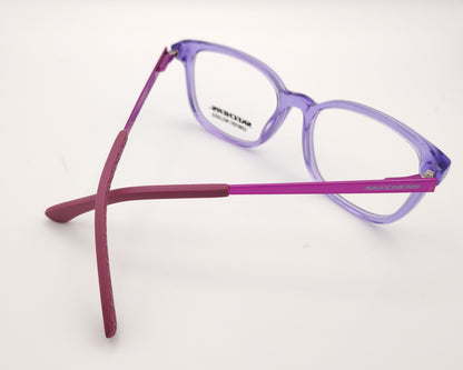 gafas graduadas skechers infantiles lilas translúcidas con varillas de metal rosa
