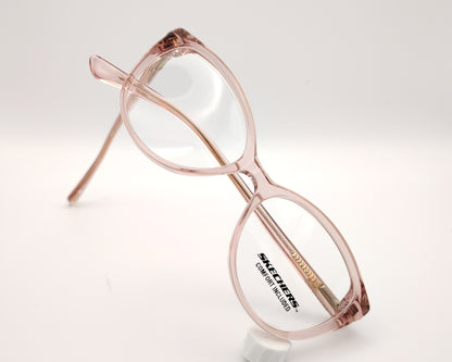 gafas graduadas skechers infantiles rosas translúcidas forma de mariposa redondeada
