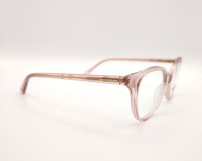gafas graduadas skechers infantiles rosas translúcidas forma de mariposa redondeada
