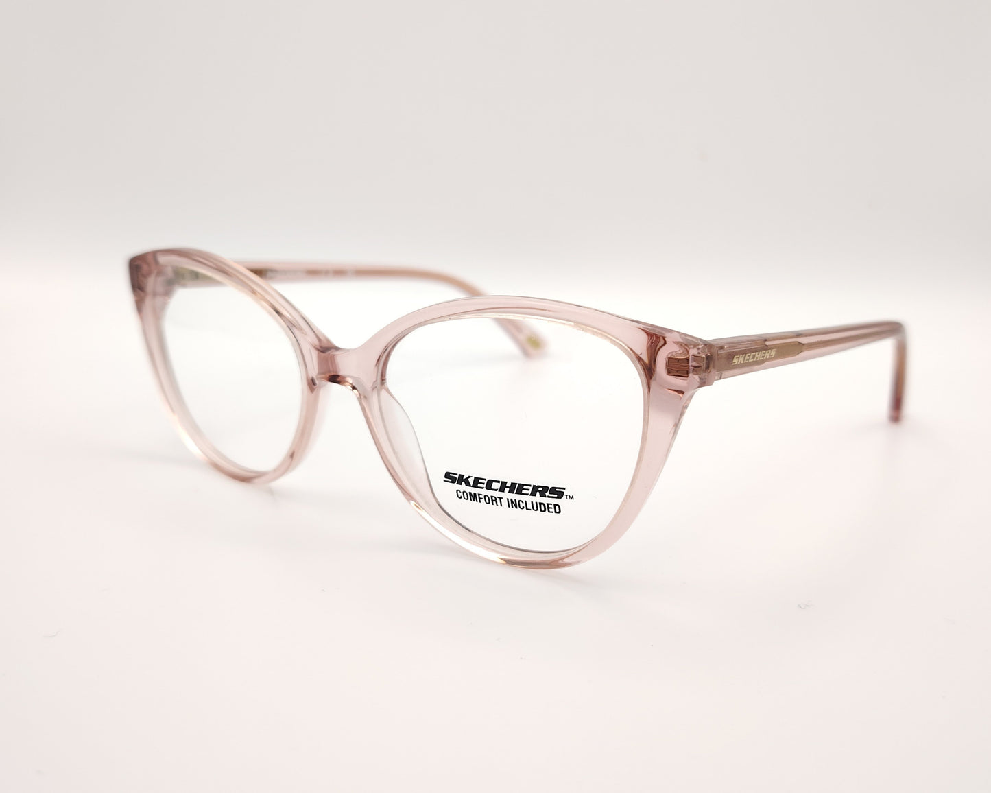 gafas graduadas skechers infantiles rosas translúcidas forma de mariposa redondeada