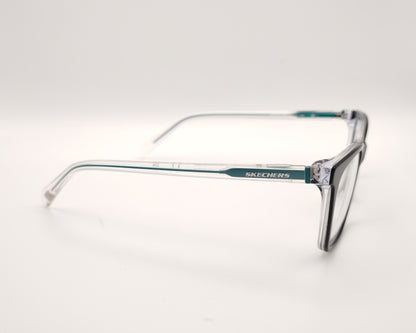 gafas graduadas skechers infantiles negras con varillas transparentes y detalles azules