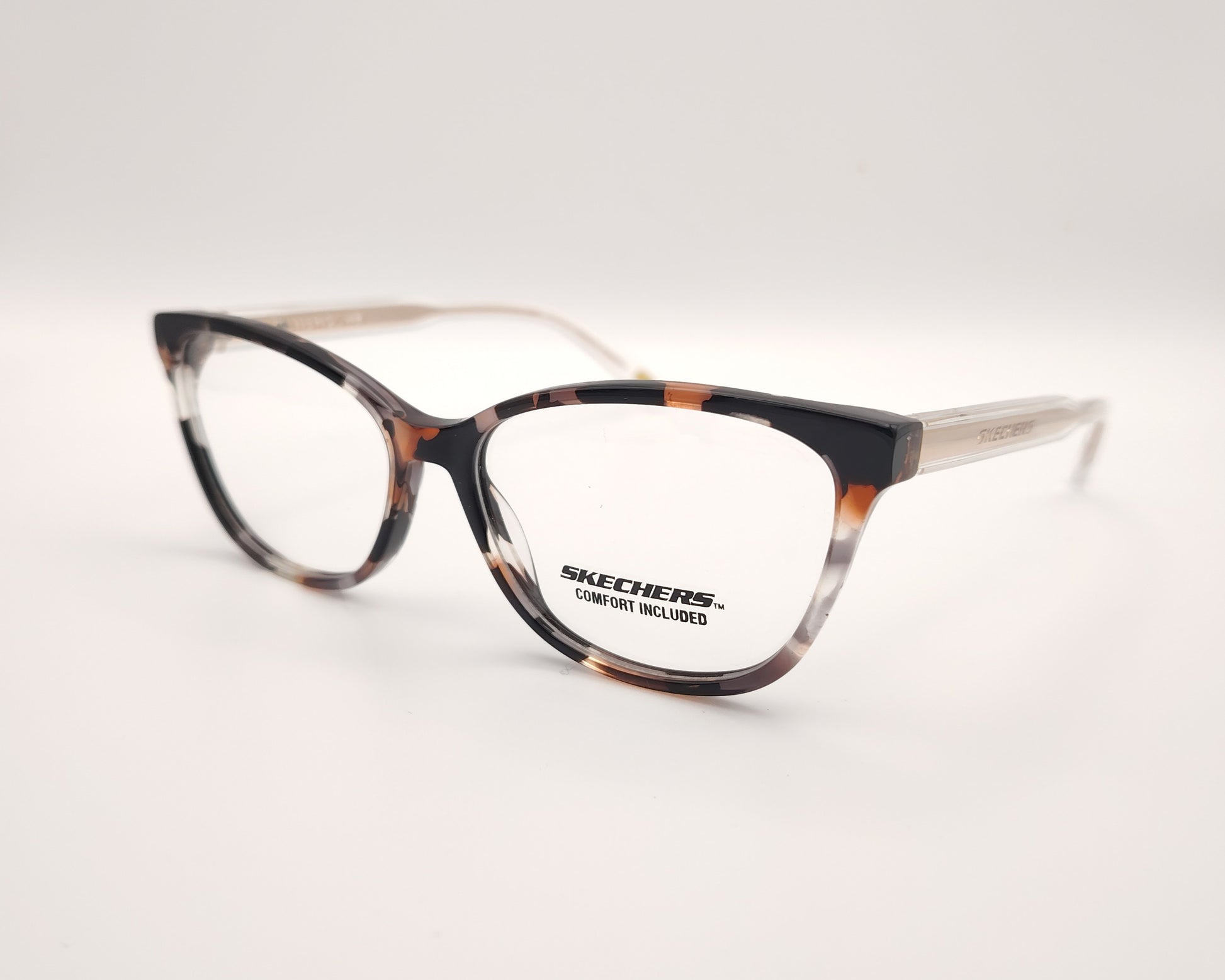 gafas graduadas skechers infantiles y cadete carey con varillas transparentes