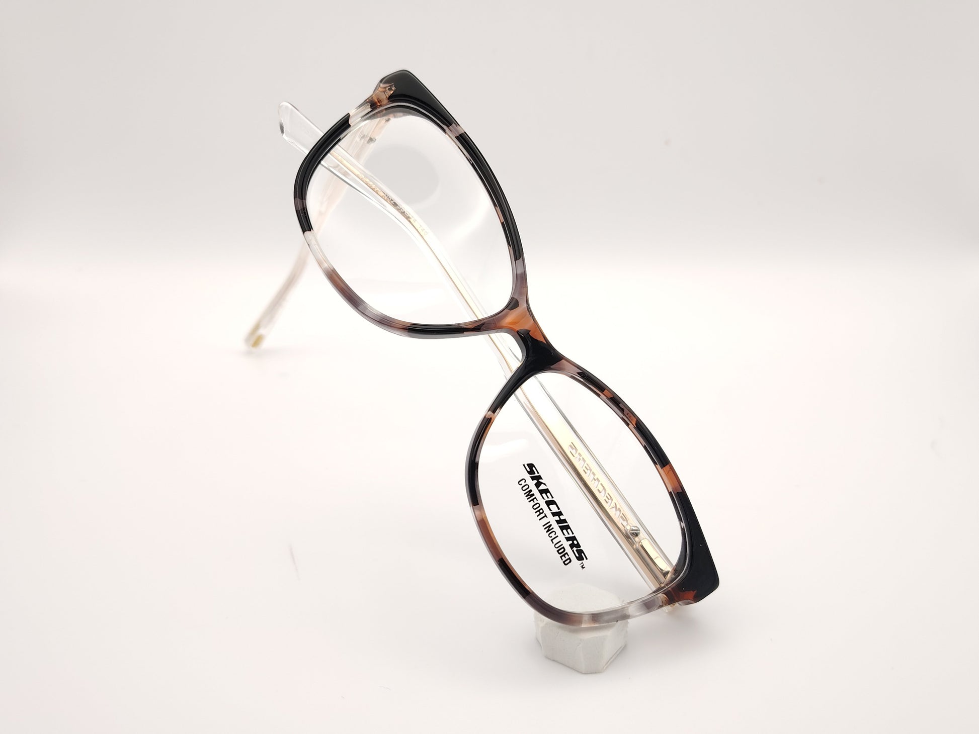 gafas graduadas skechers infantiles y cadete carey con varillas transparentes