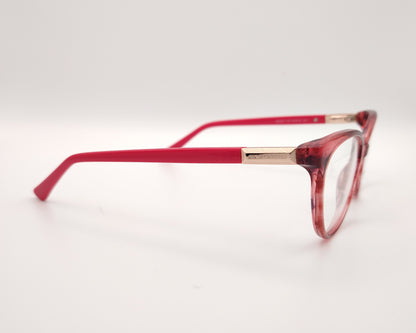 gafas graduadas skechers infantiles rojas translúcidas con varillas rosas