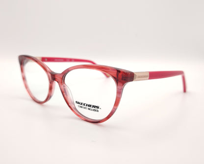 gafas graduadas skechers infantiles rojas translúcidas con varillas rosas
