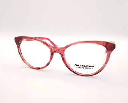 gafas graduadas skechers infantiles rojas translúcidas con varillas rosas