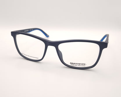 gafas graduadas skechers azules mate rectangulares con estilo deportivo