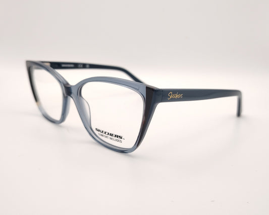 gafas graduadas skechers de pasta con forma cat eyes  azul translúcido con varillas oscuras