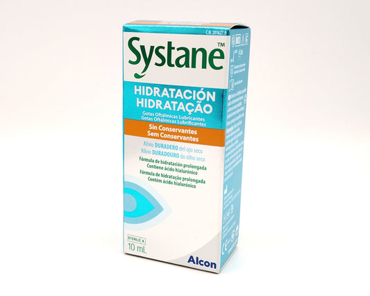 gotas oculares systane hidratación sin conservantes con ácido hialurónico para alivio duradero del ojo seco en formato 10 ml