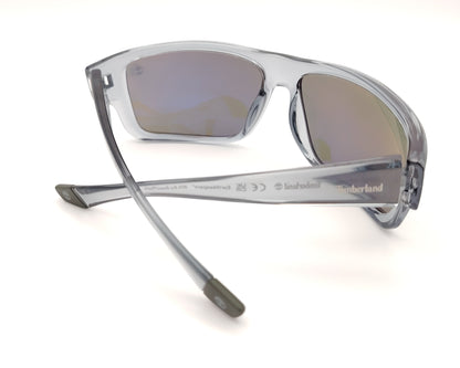 gafas de sol polarizadas gris translucido con lentes espejo iridiscentes azul y verde