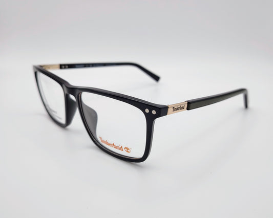 gafas timberland tb1824 001 de vista con clip solar desmontable montura rectangular negra y detalles dorados