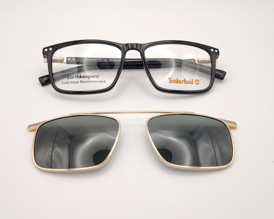 gafas de acetato negro con clip solar imantado