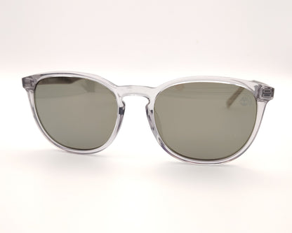 gafas de sol polarizadas montura transparente cristal con lentes verde gris redondeadas