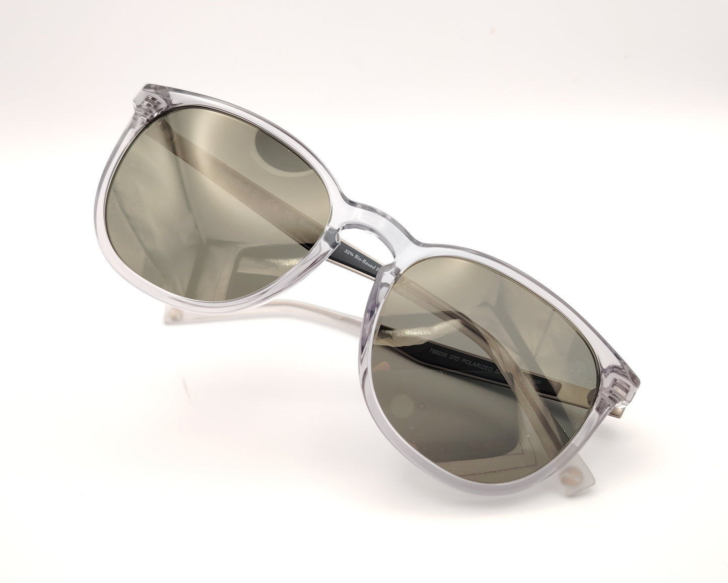 gafas de sol polarizadas montura transparente cristal con lentes verde gris redondeadas